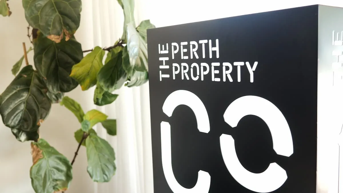 The Perth Property Co. sign inside the office